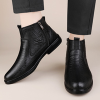 Sepatu Boots Chelsea Kulit Sapi Asli Embos Pria, Sepatu Formal Pendek untuk Bisnis, Ukuran 37-45
