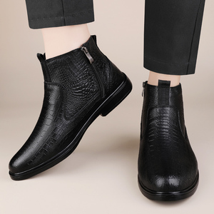 Bottes Chelsea pour homme en cuir de vache véritable gaufré façon croco, bottines habillées à enfiler pour affaires et occasions formelles, tailles 37-45 - Product Image 3