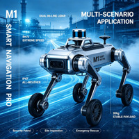Robot chien quadrupède commercial M1 Smart Navigation Pro à roues et pattes, avec moteur à engrenages PLC, construction métal-caoutchouc, alimenté par l'IA