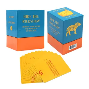 Cartões de jogo de cartas para festas personalizados de alta qualidade, papel de arte impresso de fábrica, cartões para bebidas com tampa e base, perguntas engraçadas