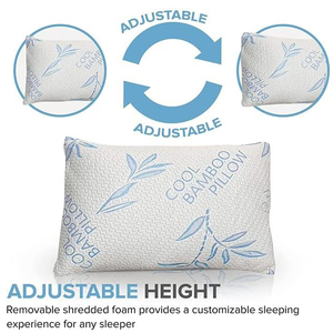 2 Pack <strong>King</strong> <strong>Size</strong> Cooling Shredded Memory Foam Adjustable Bed <strong>Pillows</strong> with Removable/Washable Cover and Bamboo Leaves Pattern - Product Image 4