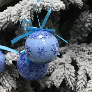 Hochwertige 75mm <span class=keywords><strong>Mini</strong></span>-Gedächtniskugel Porzellan-Ornament Papier-Hängedekoration Weihnachtsszene Fenster- und Baumdekoration - Product Image 6
