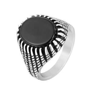 Anel de Ônix Preto Natural Árabe Fashionável e Delicado para Homens, Novo Design 2021 OEM ODM - Product Image 1