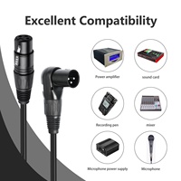 Câble XLR mâle-femelle à 90 degrés pour microphone, amplificateur, mélangeur, adaptateur équilibré Canon 3 broches, rallonge coudée 0,3m 1m 1,8m