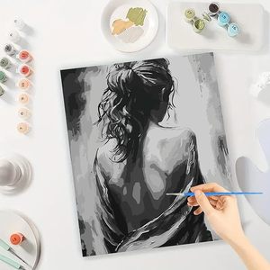 Kit de <span class=keywords><strong>peinture</strong></span> à l'huile DIY Songwoo, portrait abstrait <span class=keywords><strong>noir</strong></span> <span class=keywords><strong>et</strong></span> <span class=keywords><strong>blanc</strong></span>, femme vue de dos en niveaux de gris, <span class=keywords><strong>peinture</strong></span> <span class=keywords><strong>par</strong></span> numéros - Product Image 3