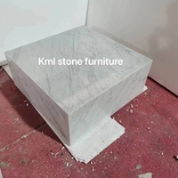 Bianco Carrara personnalisé blanc marbre pierre moderne Rectangle piédestal affichage Cube Table d'appoint pour salon meubles de maison