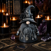 Statue de gnome sorcière mystique moderne avec pentagramme et lune, figurine en résine pour Halloween et décoration intérieure