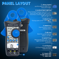 Holdpeak Hp-870k Clamp Meter Multimeter Terbaik, Pengukur Tegangan dan Arus AC Digital, Auto DMM Tester Avometer untuk Volt Ampere