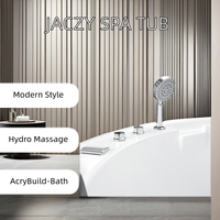 Baignoire ronde Jaczy en acrylique pour 3 personnes, 1.8m, avec hydro-thérapie, design moderne, baignoires à remous, caractéristiques intégrées.