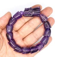 Mode En Gros Bijoux Pierre Naturelle Améthyste Lapis Lazuli Rose Quartz Noir Obsidienne Chinois Dragon Tête Bracelet pour Hommes