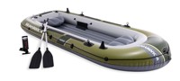 Bateau pneumatique INTEX 66332/66333/66334 pour 2 à 4 personnes, en PVC et acier, stable, durable, écologique et léger, idéal pour la pêche et le canoë.