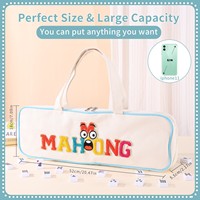 Pochette de maquillage longue professionnelle US Mahjong Push Ruler avec fermeture éclair motif visage de dessin animé, vente en gros directe d'usine B2B, priorité