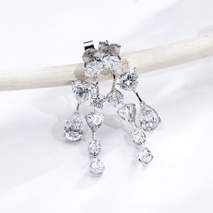 Bijoux Messi MSE-871 Plaqué or blanc S925 Boucles d'oreilles en diamant pour femmes - Product Image 4