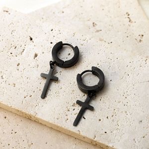 Cross Stainless Steel Earrings Black Color Daily Wear Fashion Piercing Jewelry - Product Image 3