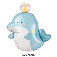 Ballons en aluminium à thème animaux marins pour anniversaire, pour garçons et filles, décoration de fond de fête requin et baleine pour un an