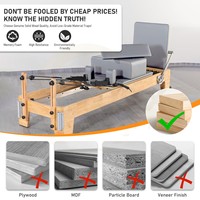 Reformer de Pilates de Roble de Alta Calidad con Resistencia Ajustable, Certificación CE ISO, Equipo Profesional para Gimnasio en Casa