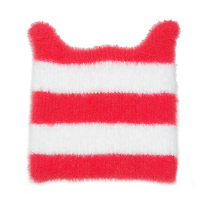 Ff4911 mùa đông vui Mèo Tai đan sọ Mũ mùa đông mờ lông Mũ Beanie ấm dệt kim Mohair Y2K Beanie - Product Image 2