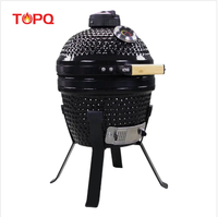 Barbecue au charbon de bois en céramique TOPQ Kamado 13 pouces, fumoir portable d'extérieur avec commande par bouton et contrôle de température en porcelaine émaillée