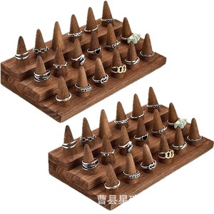 Wooden Ring Rack Walnut Wood Desktop Display Stand Jewelry Storage Organizer - Product Image 2