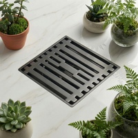 Siphon de sol carré robuste en SUS304 de 4 pouces, finition brossée, insert carrelable, anti-colmatage, anti-insectes, anti-refoulement pour douche, salle de bain, cuisine