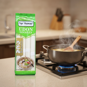 Noodles Udon Secchi per Fusione di Cucine Globali, Base Spessa di Grano per Carbonara Cremosa, Saltati in Padella o Insalata Fredda al Sesamo, Arte Culinaria Versatile - Product Image 1
