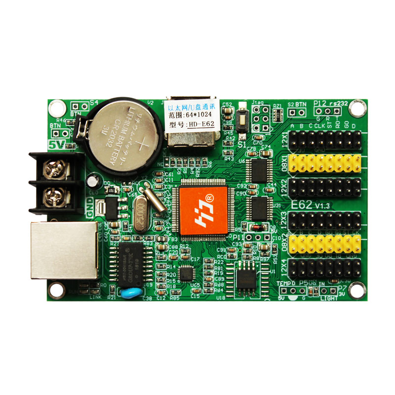 HD-E62 одноцветная и Двухцветная светодиодная карта управления Ethernet и USB-порт 1024*64 4 * HUB12 и 2 * HUB08 порт huidu HD E62