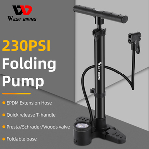 WEST BIKING Gonfleur de pneus en gros, <span class=keywords><strong>compresseur</strong></span> d'air portable, pompe à vélo, pompe à <span class=keywords><strong>amortisseur</strong></span> de vélo avec manomètre, accessoires de vélo - Product Image 6