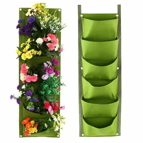 Customized Felt Plant Bags 7 Pockets Wall-mounted Non-woven Fabric Planting Bags Wall Greening Plant Hangers for Gardening