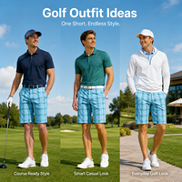 Shorts de golf pour hommes à taille élastique à carreaux personnalisés, shorts extensibles et respirants pour le golf en resort, OEM ODM, marque privée, approvisionnement en gros