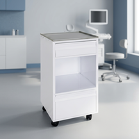 Chariot à outils médicaux avec 2 tiroirs télescopiques, compartiment de rangement, revêtement poudré, personnalisable OBM/OEM/ODM, design moderne