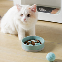 Accessoires pour animaux de compagnie, bol à alimentation lente en forme de météore simple avec étui en silicone, bol en céramique pour animaux de compagnie, antidérapant, anti-renversement, bol pour chat et chien