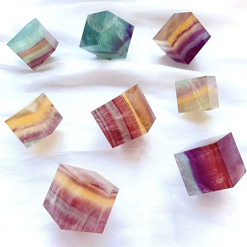 Bán Buôn Chất Lượng Cao Khắc Pha Lê Đá Kẹo fluorite Ma Thuật Cube Phong Thủy Năng Lượng Pha Lê Trang Trí Nội Thất