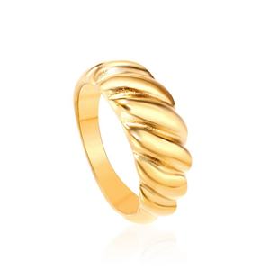 Anillos de Acero Inoxidable con Baño de Oro de 18K, Estilo Croissant, Modernos, Sencillos y a la Moda, para Mujer, en Oferta - Product Image 1