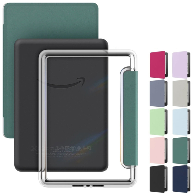 Clear Acrylic Hard Back Cover Slim Leather Flip Cover Protective Case for Kindle Paperwhite 6 5 4/kindle 2024