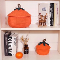 Boîte de rangement en coton tressé avec couvercle, motif citrouille d'Halloween, faite à la main, écologique, pour jouets, collations, maison