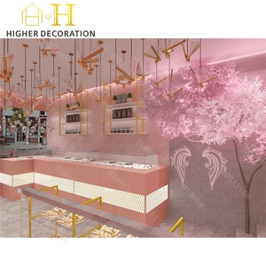 Comptoir de présentation de pâtisseries rose esthétique Millennial, finition mate rose blush, mobilier de boulangerie - Product Image 2
