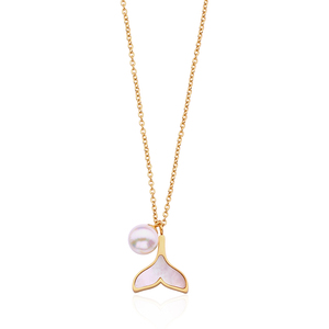 XIXI OEM <span class=keywords><strong>Bijoux</strong></span> En Acier Inoxydable Sieraden Pearl Mujeres 18K Chapado en oro Cadena Shell Sirena Cola Joyería de <span class=keywords><strong>moda</strong></span> Collares - Product Image 1