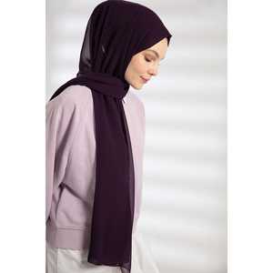 ผ้าคลุมไหล่ชีฟองสุดหรูสำหรับผู้หญิง สีม่วงมะเขือม่วง ระบายอากาศได้ดี น้ำหนักเบา สไตล์ตะวันออกกลาง - Product Image 2