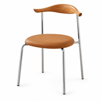 Chaise de salle à manger rembourrée ZZL, style moderne rétro, avec cadre en métal et dossier en bois courbé, pour la maison, les restaurants, les hôtels, les cafés