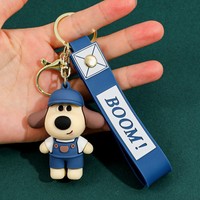 Porte-clés en silicone personnalisé en forme de chien dessin animé, pendentif de sac, figurine décorative pour voiture, unisexe, pour fêtes