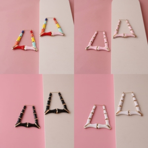 Cô Gái Quà Tặng Đầy Màu Sắc Dầu Giọt Hình Dạng Khác Nhau Hình Trái Tim Hợp Kim Cổ Điển Và Thời Trang Của Phụ Nữ Bông Tai - Product Image 5