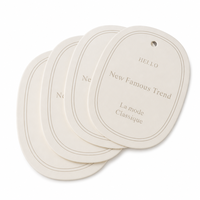 Étiquettes suspendues ovales écologiques en papier, étiquettes rectangulaires arrondies, étiquettes superposées à bordure fine, étiquettes personnalisées pour vêtements de marque