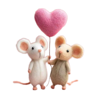 Kit de feutrage à l'aiguille fini, petit cœur, ballon, souris, Saint-Valentin, fait main, en feutre de laine imperméable, décoration, cadeau, ornement
