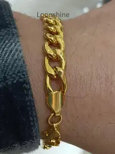 Hip Hop Jewelry Hiphop Selling Real 18K Solid Gold Cuban Link 7mm Bracelet For Men