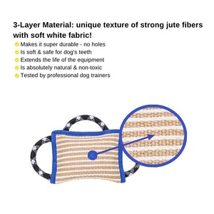 Coussin de mastication en lin durable et écologique pour chien, avec <span class=keywords><strong>3</strong></span> poignées, multicolore, grand jouet à mâcher pour l'entraînement à la traction du chien - Product Image 4