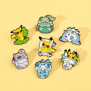 100 Designs Collection Pocket Monster Cartoon Metal Badge Lapel Pins Custom Hard Metal Pokemon Enamel Pins