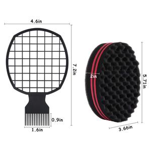Ensemble d'éponge à <span class=keywords><strong>cheveux</strong></span> en gros d'usine Magic Hair <span class=keywords><strong>Twist</strong></span> Curl Sponge Glove <span class=keywords><strong>Afro</strong></span> Hair Sponge Barber Brush - Product Image 2