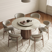 Purely Feel Französisch alten Stil Massivholz runden Tisch modernen Wabi-Sabi Esstisch schwarz Walnussholz Farbe Rock Board Tisch
