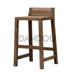 仿古实木吧椅支撑垫松木天然休闲椅客厅再生木家具