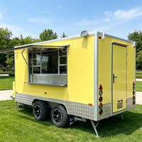 Remorque alimentaire à double essieu CE EEC ISO ADR SNCH avec fenêtres de service à double levage pour snacks frits, desserts, boissons, idéale pour les places publiques